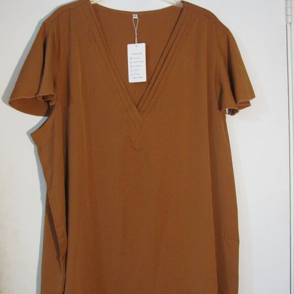 Dolnne Tops - * Dolnne Pumpskin Colored Blouse 4XL Plus NWT Cap Sleeve